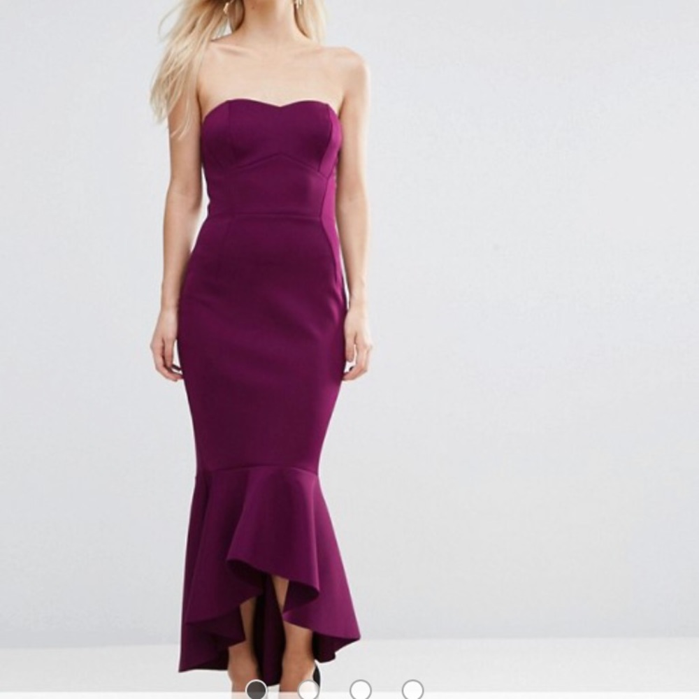 ASOS plum purple peplum midi formal dress petite